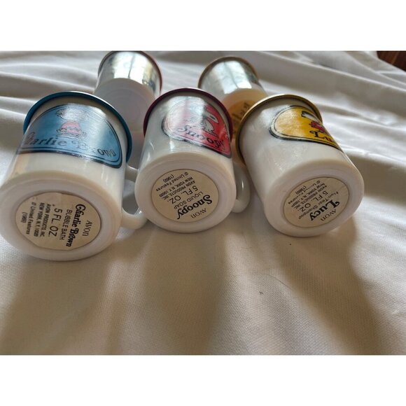 Vintage Peanuts & Animal Character Ceramic Mug Set W/ Lids - Picture 7 of 10